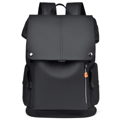 High Quality PU Leather Waterproof Men's Laptop Backpack Large Computer Backpack for Business Urban Man Backpack USB Charging Black